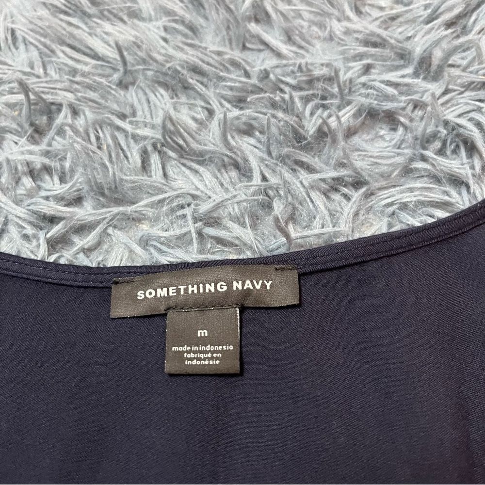 Revolve Something Navy V-Neck Button Down Blouse … - image 3